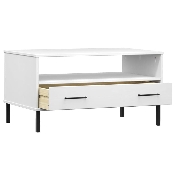 Soffbord Med Metallben Oslo 85X50X45 Cm Massivt Trä