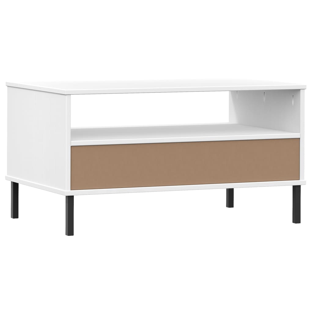 Soffbord Med Metallben Oslo 85X50X45 Cm Massivt Trä