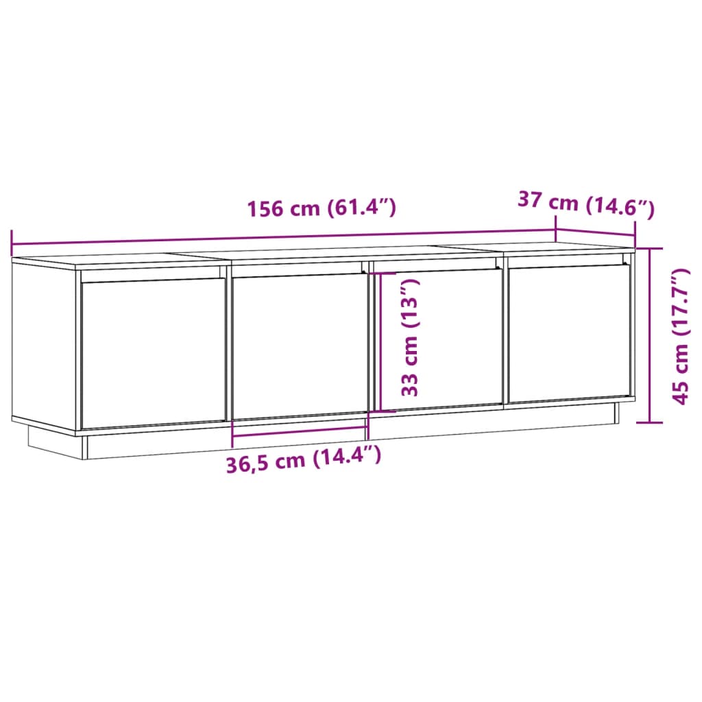 Tv-Bänk 156X37X45 Cm Massiv Furu