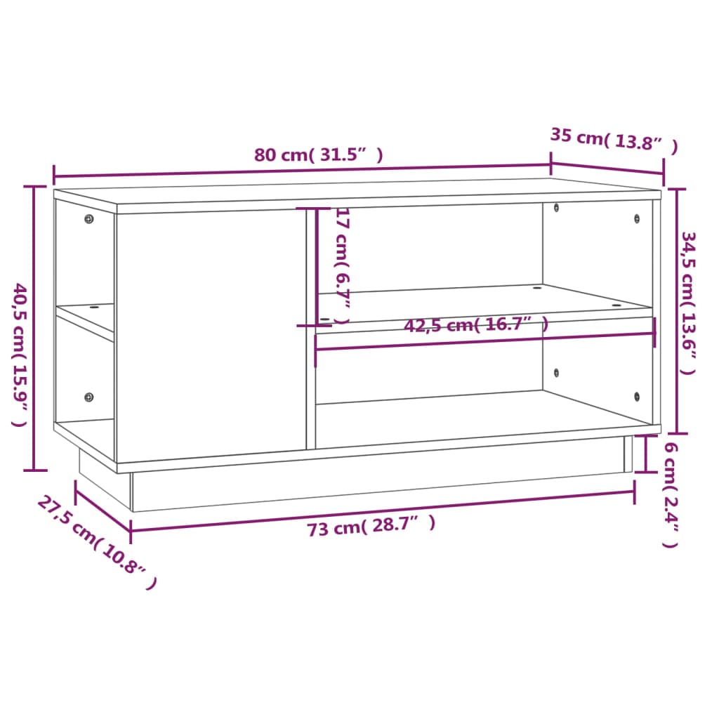 Tv-Bänk 80X35X40,5 Cm Massiv Furu
