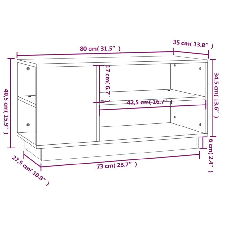 Tv-Bänk 80X35X40,5 Cm Massiv Furu