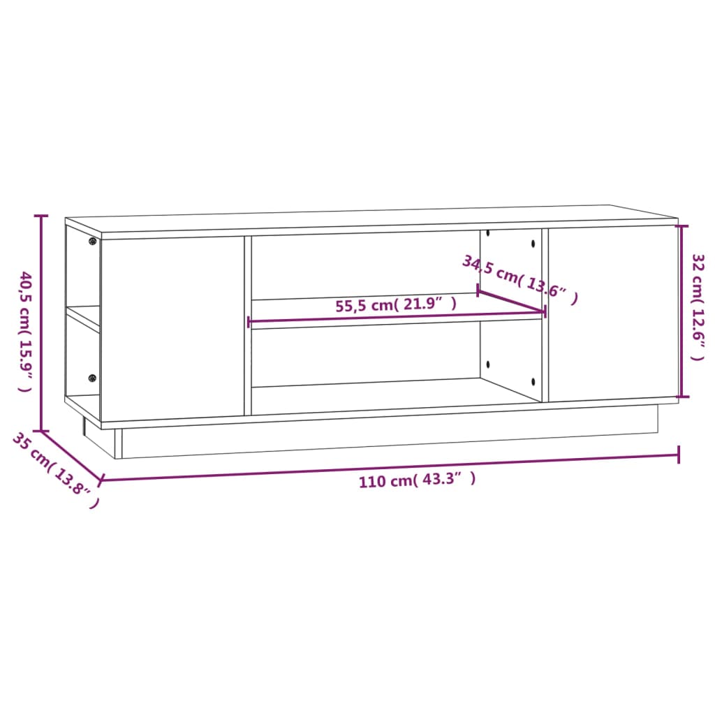 Tv-Bänk 110X35X40,5 Cm Massiv Furu