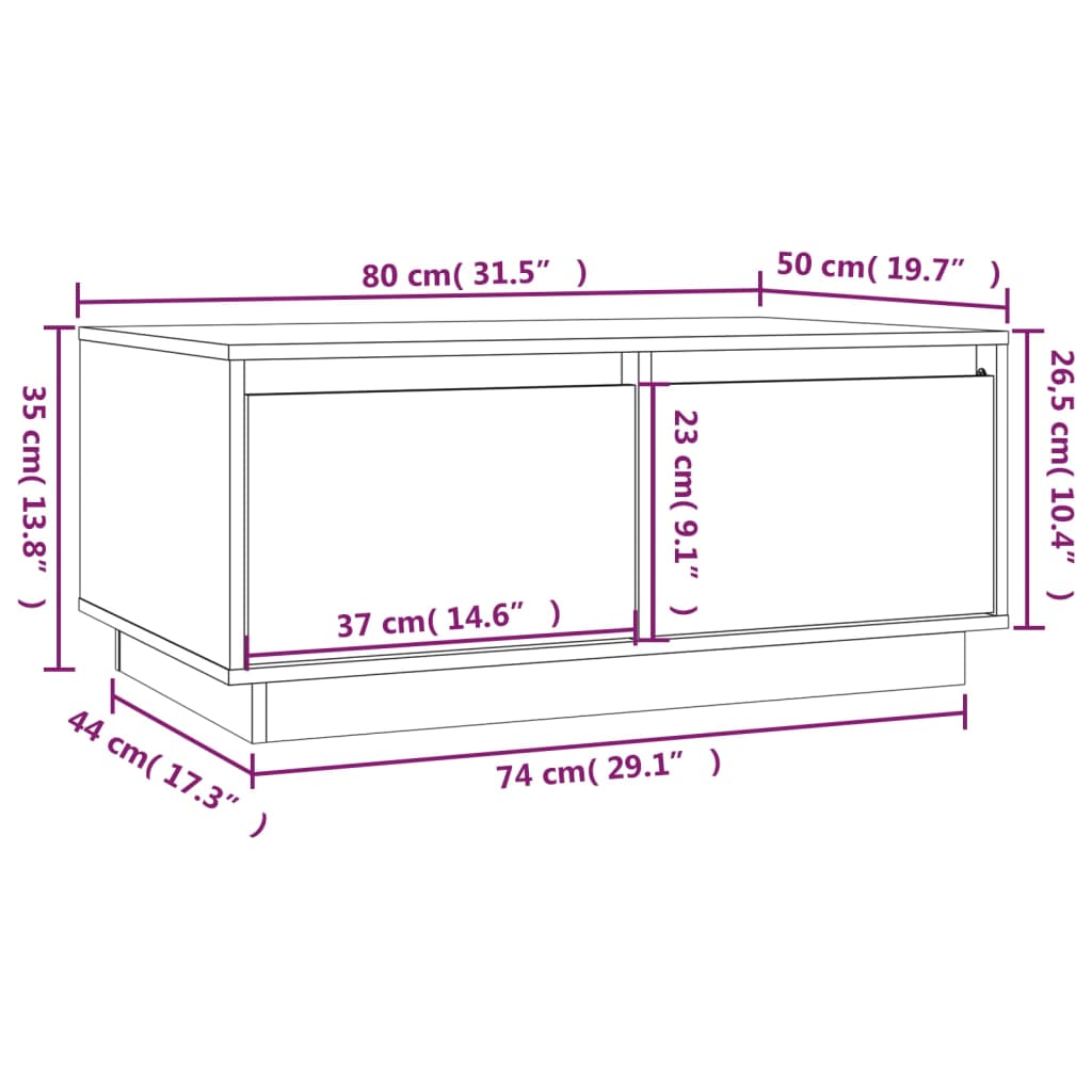 Soffbord 80X50X35 Cm Massivt Furu
