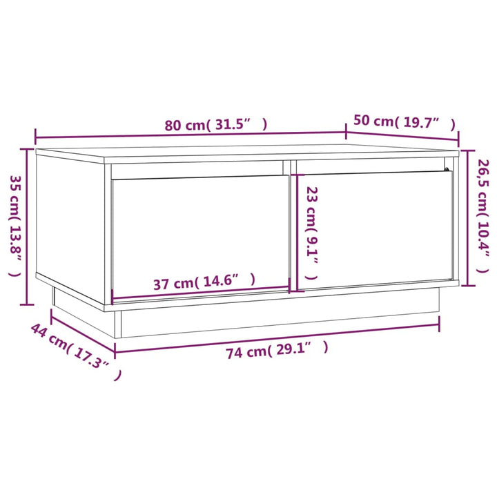 Soffbord 80X50X35 Cm Massivt Furu