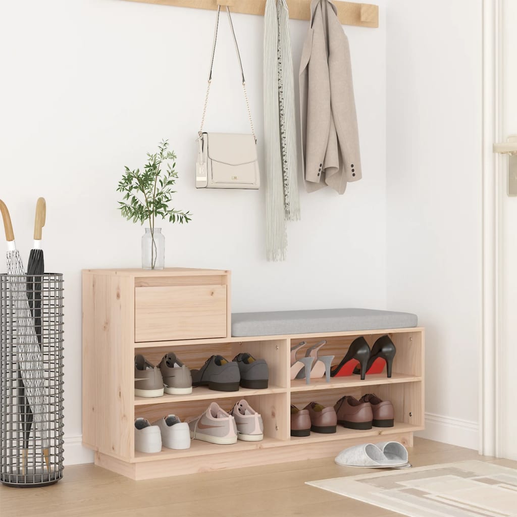 Skoskåp 110X34X61 Cm Massiv Furu