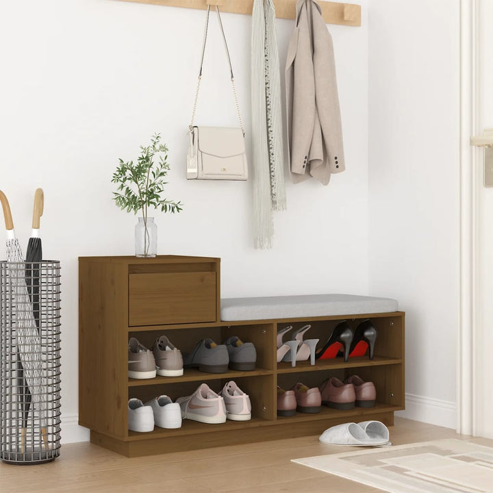 Skoskåp 110X34X61 Cm Massiv Furu