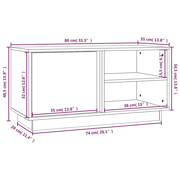 Tv-Bänk 80X35X40,5 Cm Massiv Furu
