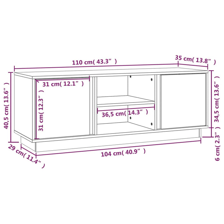 Tv-Bänk 110X35X40,5 Cm Massiv Furu