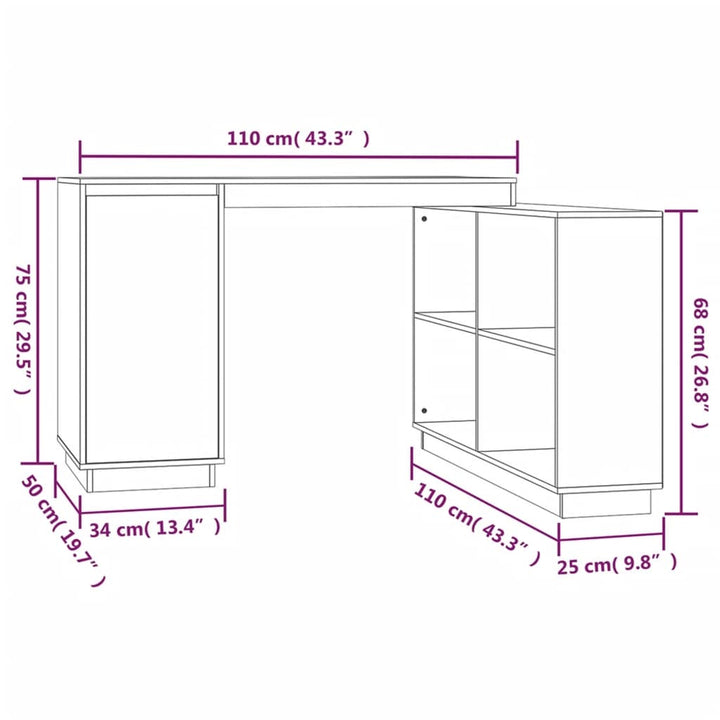 Skrivbord 110X50X75 Cm Massiv Furu