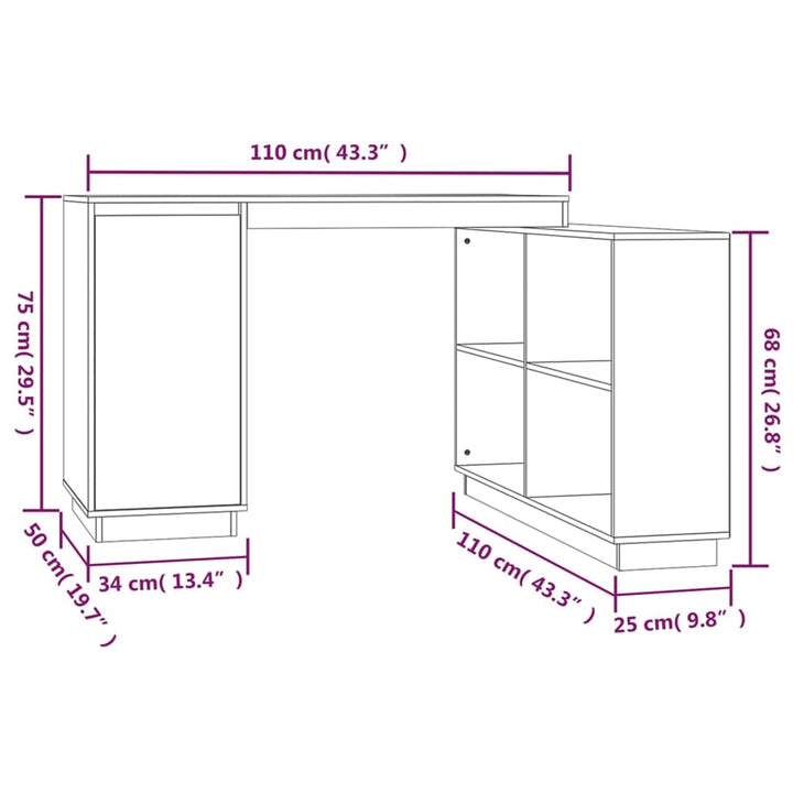 Skrivbord 110X50X75 Cm Massiv Furu