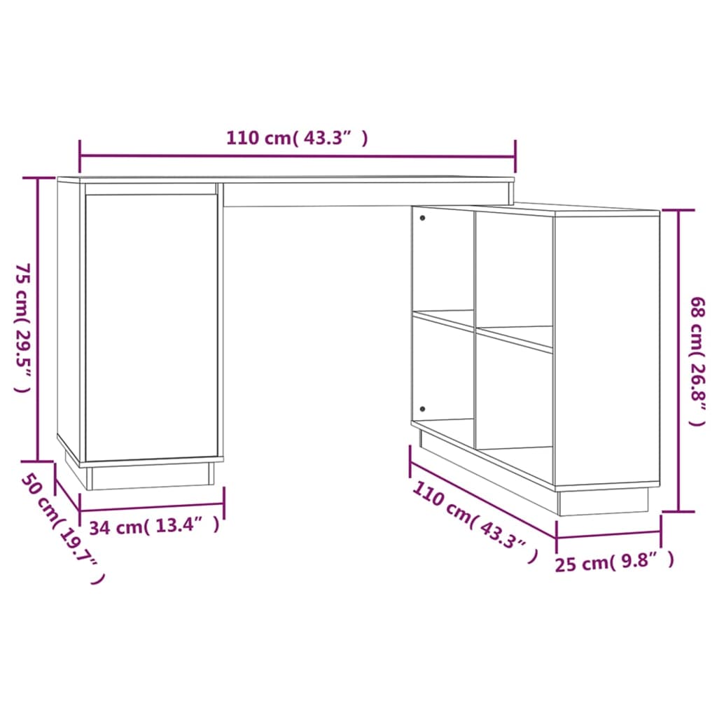Skrivbord 110X50X75 Cm Massiv Furu