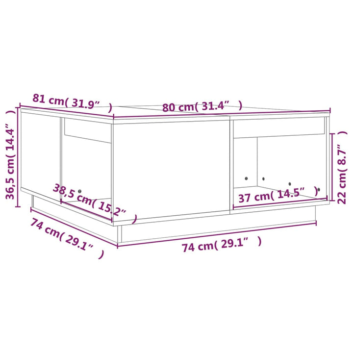 Soffbord 80X81X36,5 Cm Massivt Furu