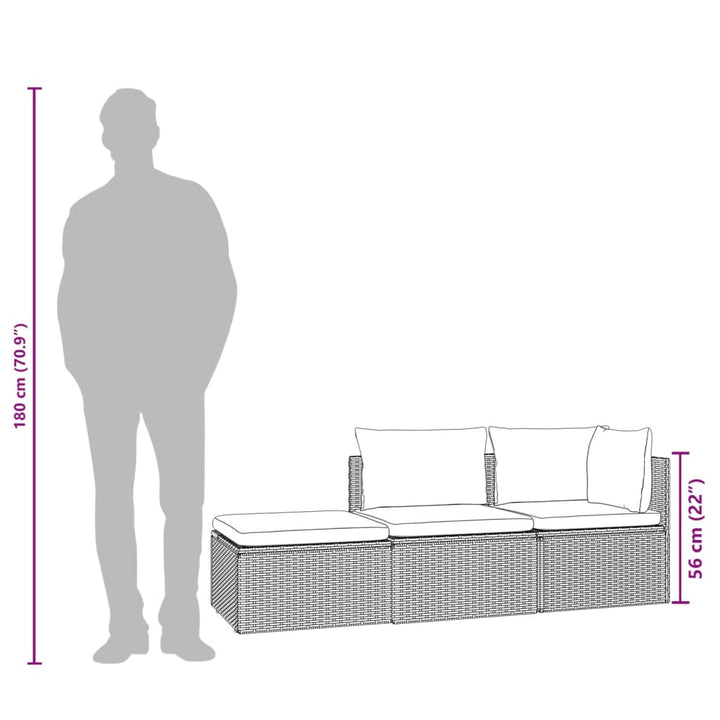 Loungegrupp Med Dynor 3 Delar Grå Konstrottning
