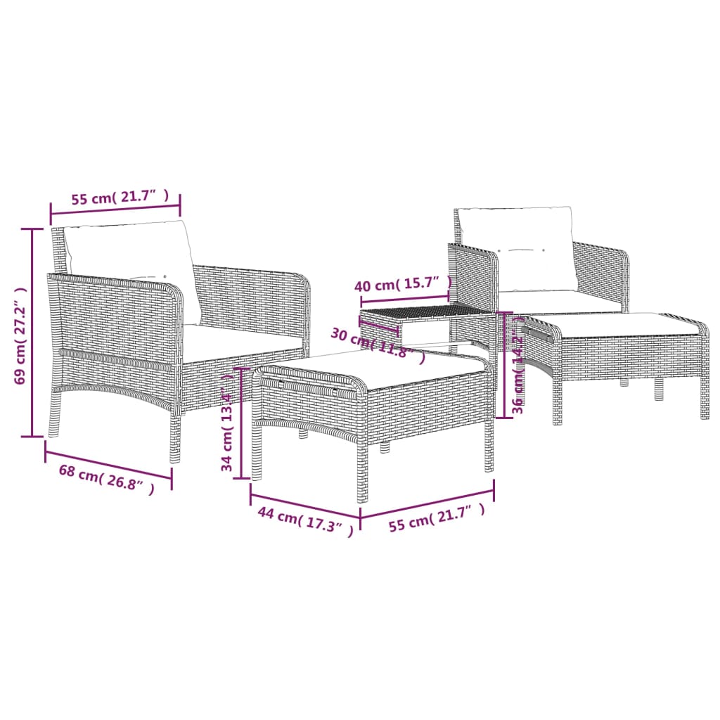 Loungegrupp Med Dynor 5 Delar Konstrotting