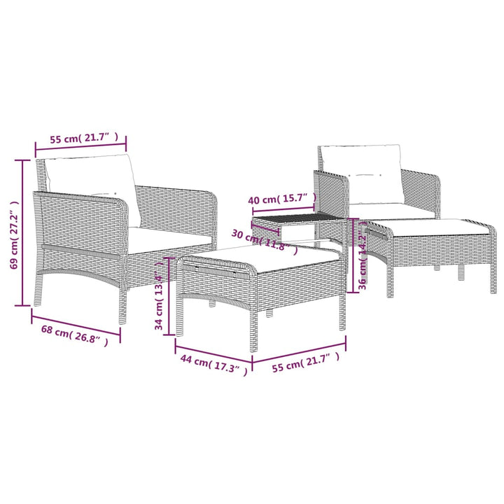 Loungegrupp Med Dynor 5 Delar Konstrotting
