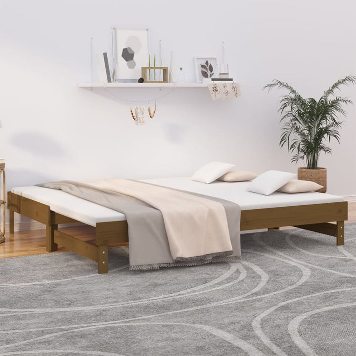Utdragbar Dagbädd 2X(75X190) Cm Massiv Furu