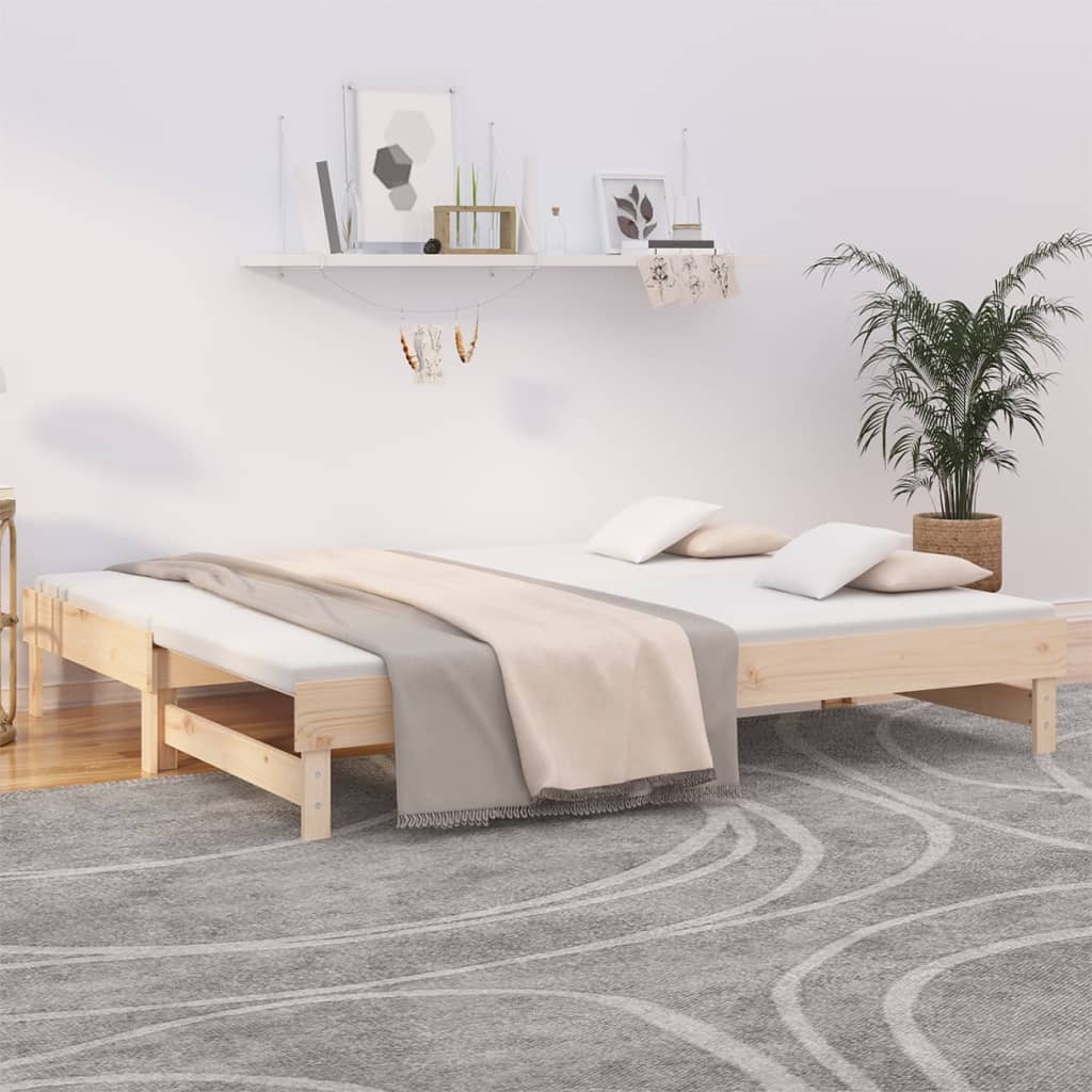 Utdragbar Dagbädd 2X(75X190) Cm Massiv Furu