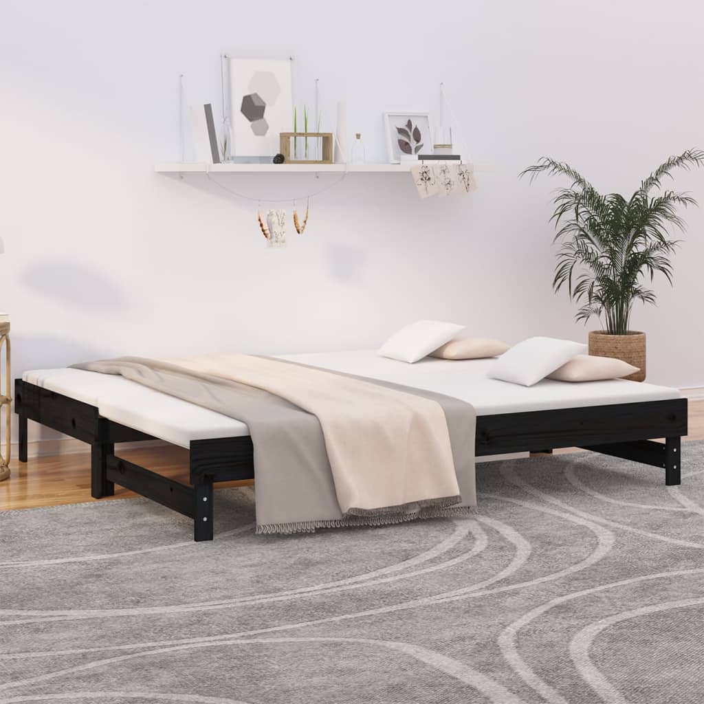 Utdragbar Dagbädd 2X(75X190) Cm Massiv Furu
