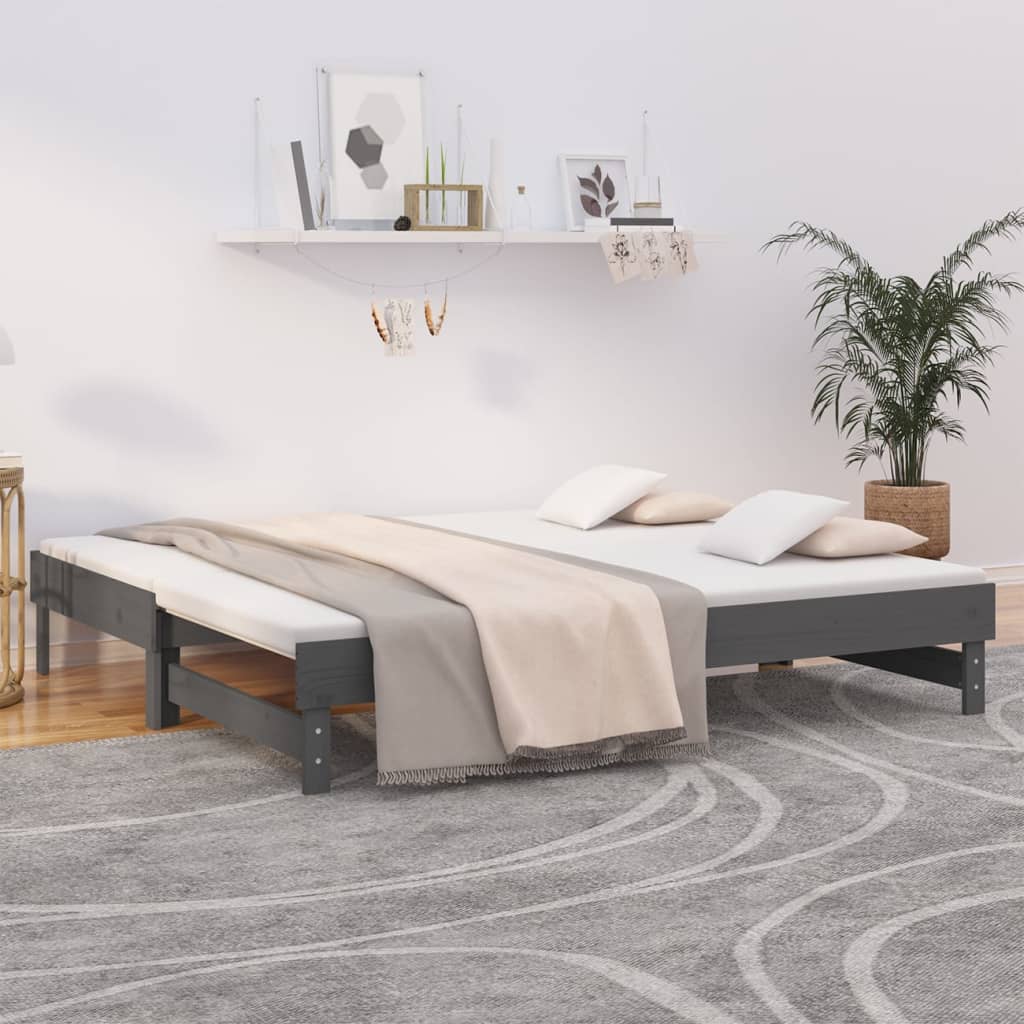 Utdragbar Dagbädd 2X(75X190) Cm Massiv Furu