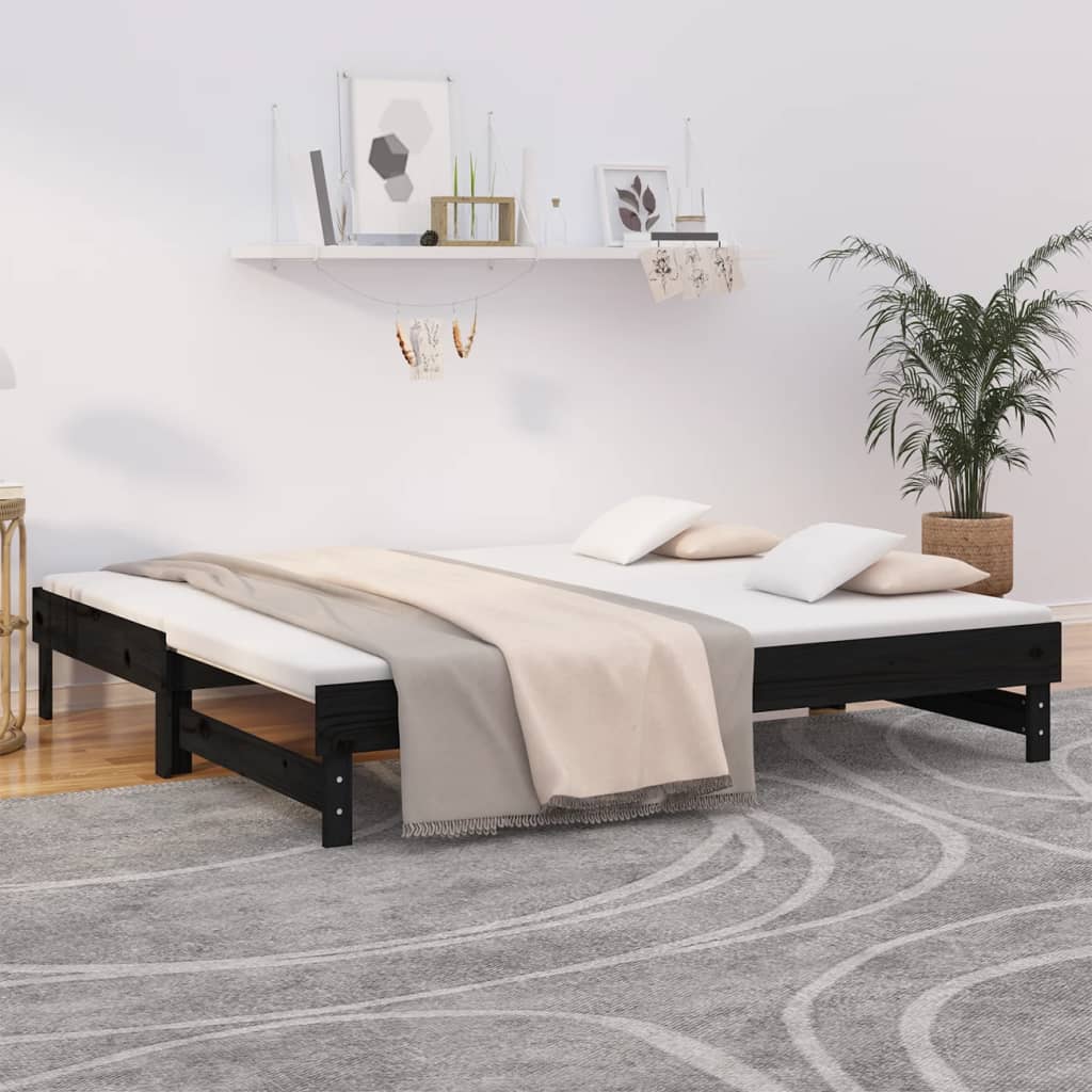 Utdragbar Dagbädd 2X(75X190) Cm Massiv Furu