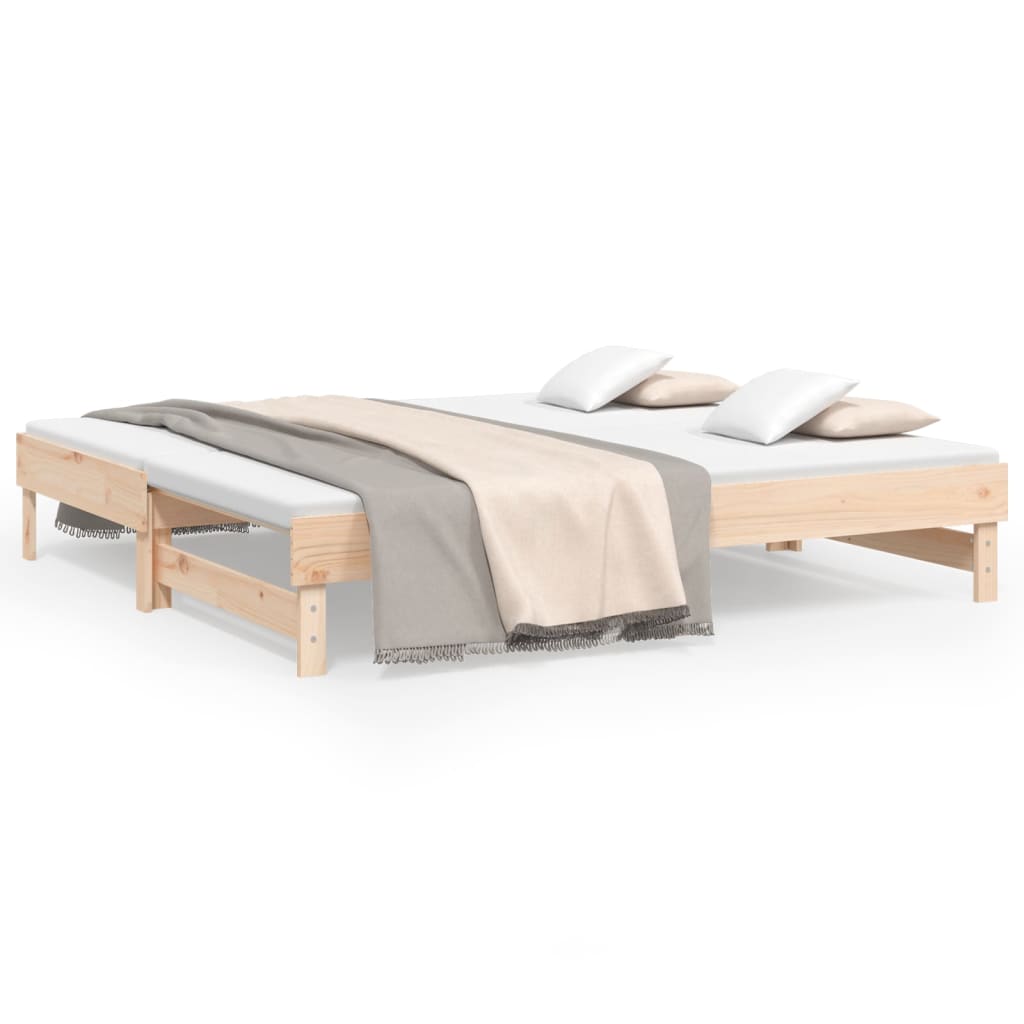 Utdragbar Dagbädd 2X(75X190) Cm Massiv Furu