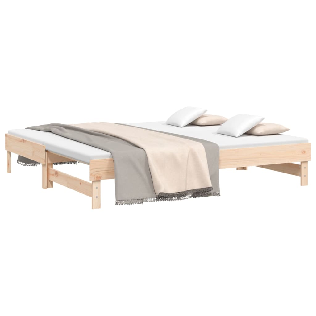 Utdragbar Dagbädd 2X(75X190) Cm Massiv Furu
