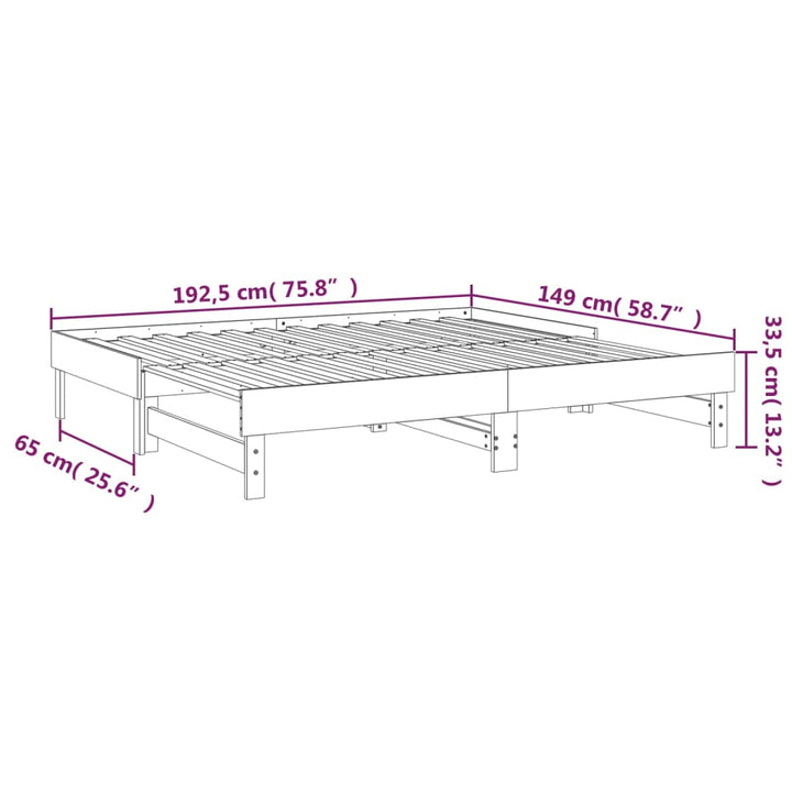 Utdragbar Dagbädd 2X(75X190) Cm Massiv Furu