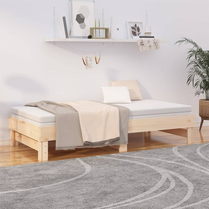 Utdragbar Dagbädd 2X(75X190) Cm Massiv Furu