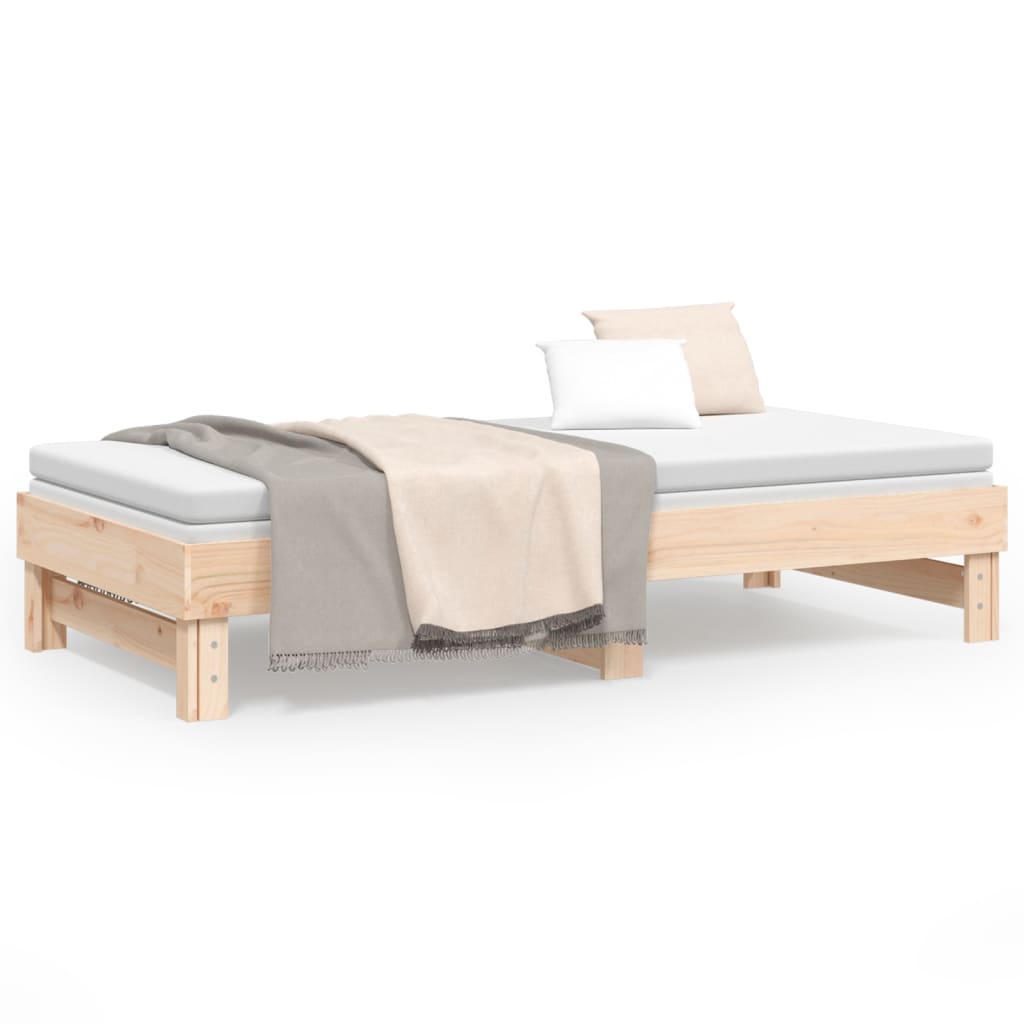 Utdragbar Dagbädd 2X(75X190) Cm Massiv Furu