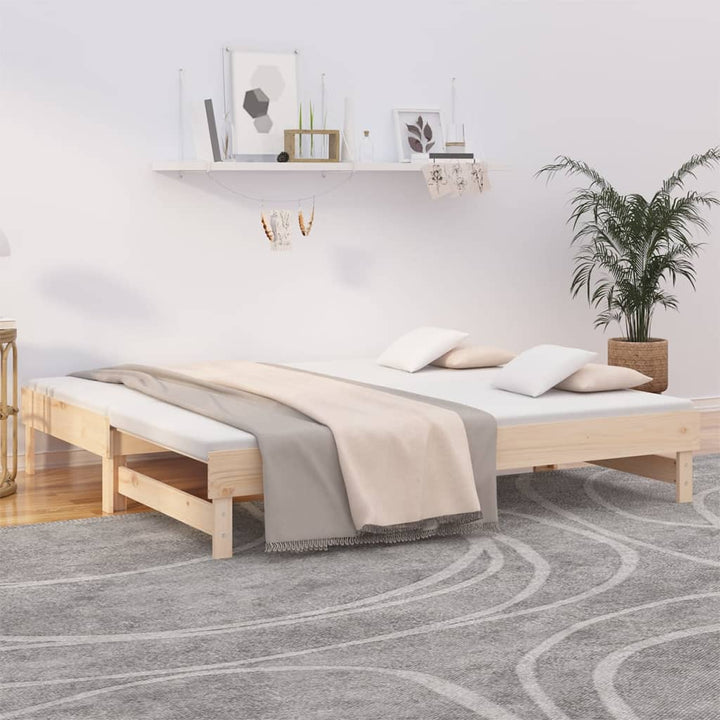 Utdragbar Dagbädd 2X(75X190) Cm Massiv Furu
