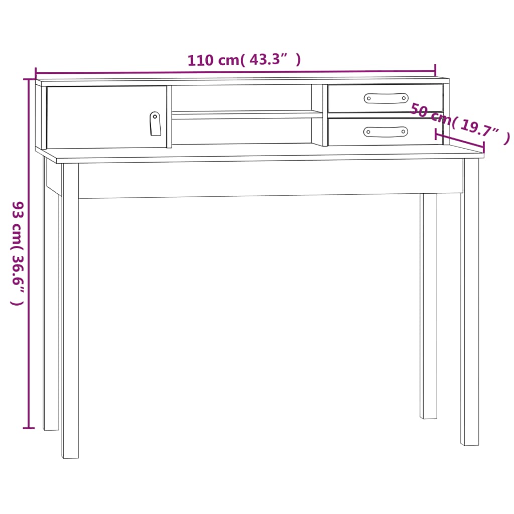 Skrivbord 110X50X93 Cm Massiv Furu