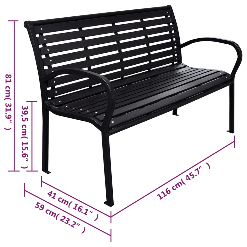 Trädgårdsbänk 116 Cm Stål Och Wpc