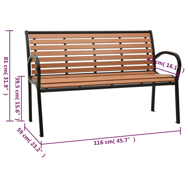 Trädgårdsbänk Svart Och 116 Cm Stål Och Wpc