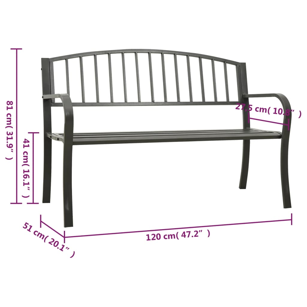 Trädgårdsbänk 120 Cm Stål
