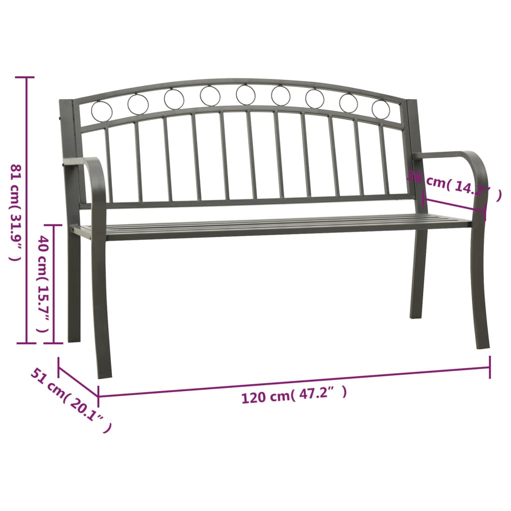 Trädgårdsbänk 120 Cm Stål