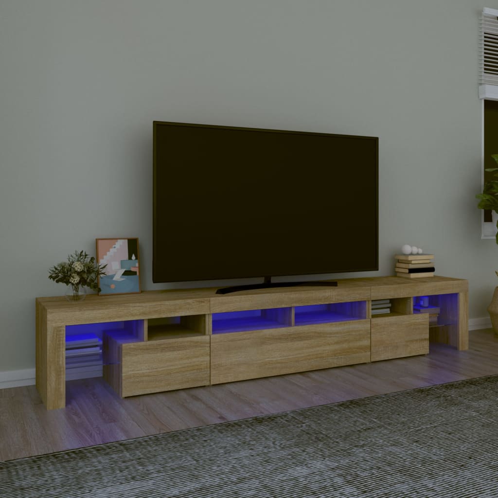 Tv-Bänk Med Led-Belysning 230X36,5X40 Cm