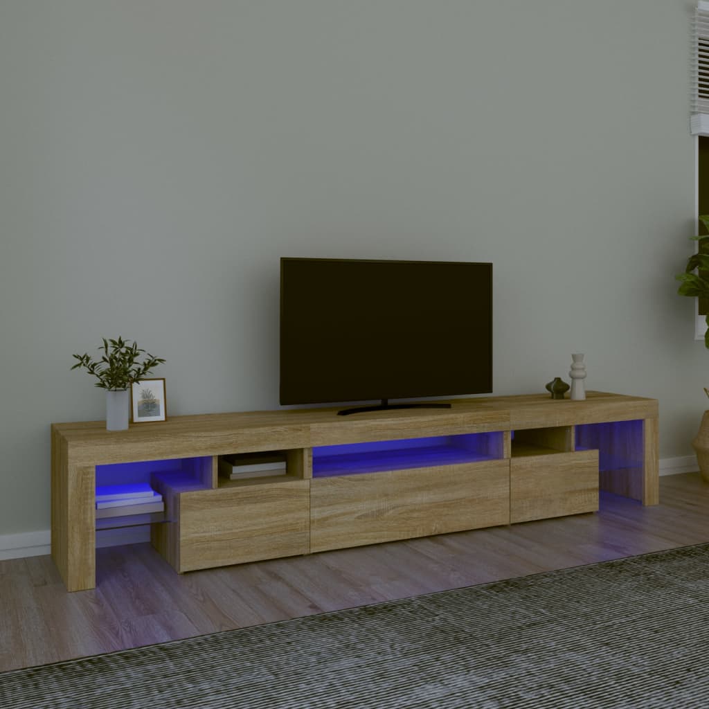 Tv-Bänk Med Led-Belysning 230X36,5X40 Cm