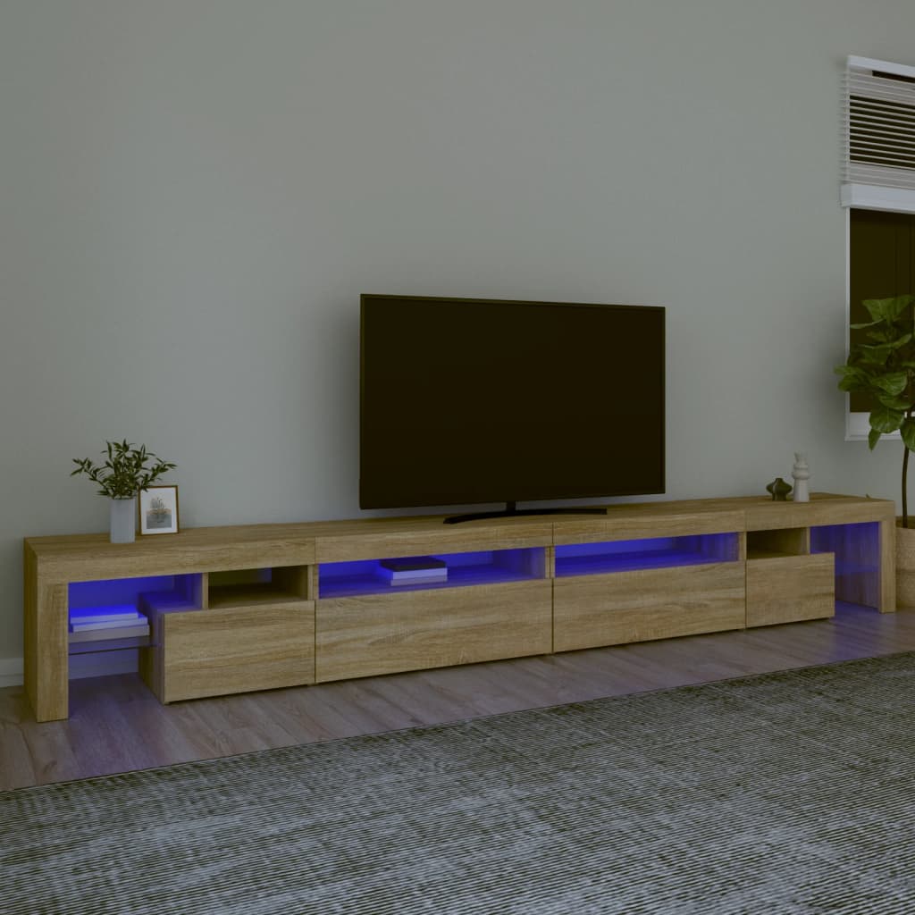 Tv-Bänk Med Led-Belysning 230X36,5X40 Cm