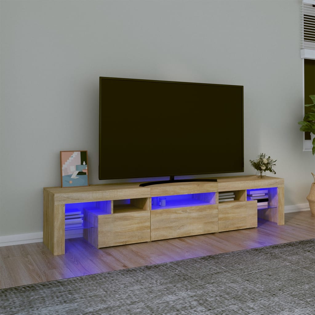 Tv-Bänk Med Led-Belysning 230X36,5X40 Cm