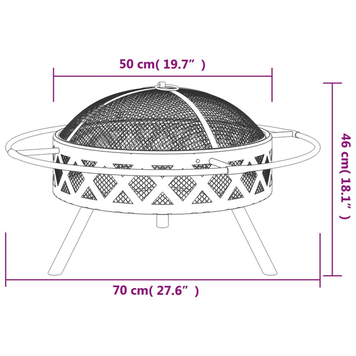 Eldstad Med Eldgaffel 70 Cm Xxl Stål