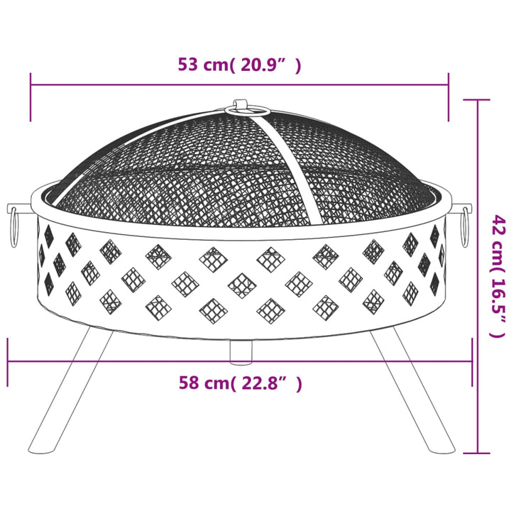 Eldstad Med Eldgaffel 58 Cm Xxl Stål