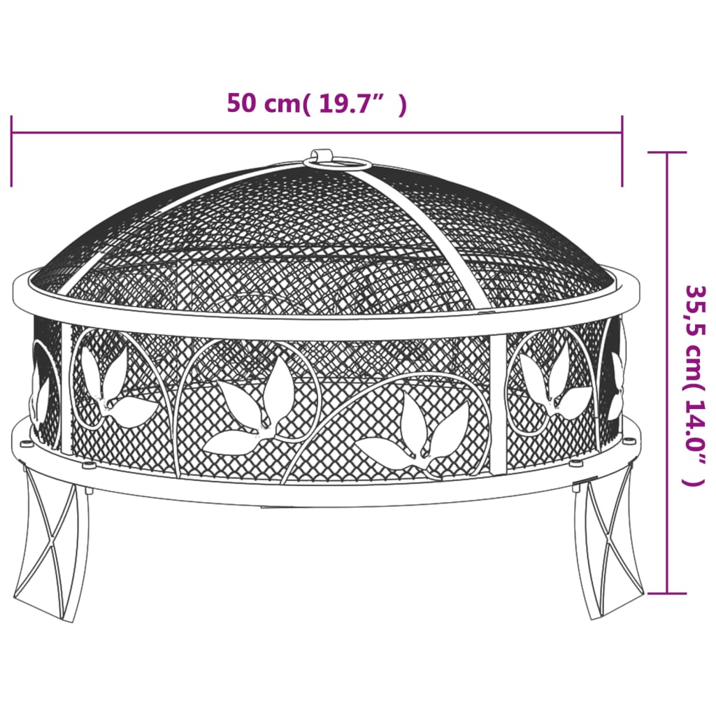 Eldstad Med Eldgaffel 50 Cm Xxl Stål