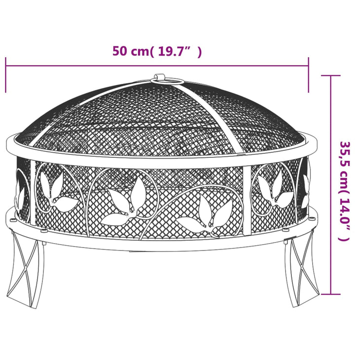 Eldstad Med Eldgaffel 50 Cm Xxl Stål