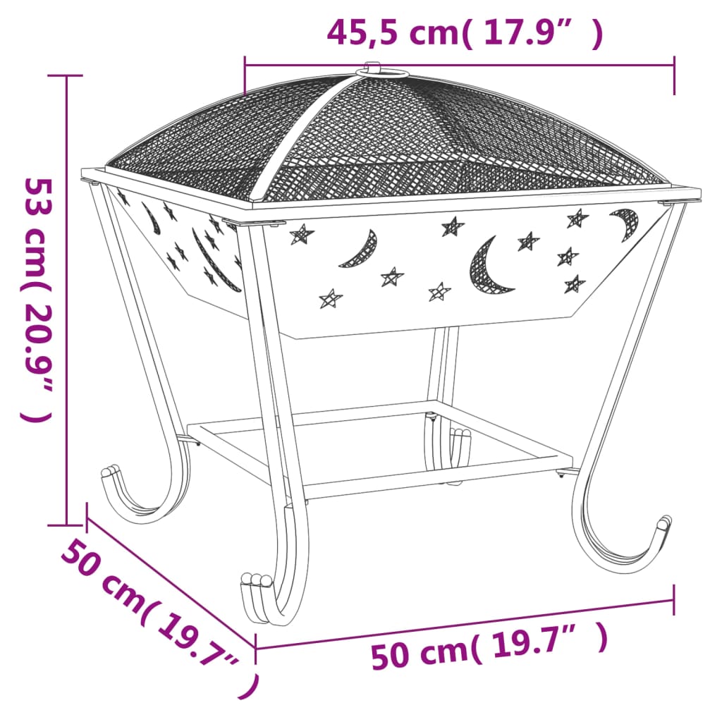 Eldstad Med Eldgaffel 50 Cm Xxl Stål