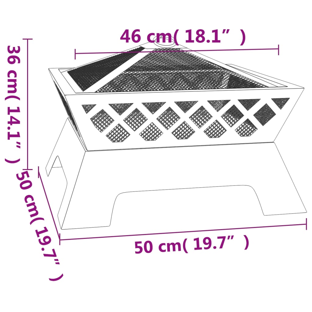 Eldstad Med Eldgaffel 50 Cm Xxl Stål