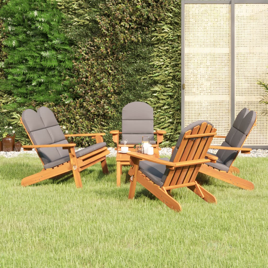 Loungegrupp För Trädgården 5 Delar Massivt Akaciaträ
