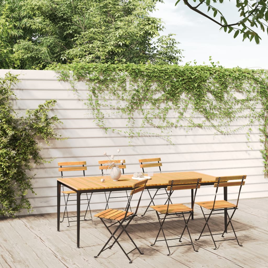 Hopfällbara Caféstolar 6 St Massiv Teak Och Stål