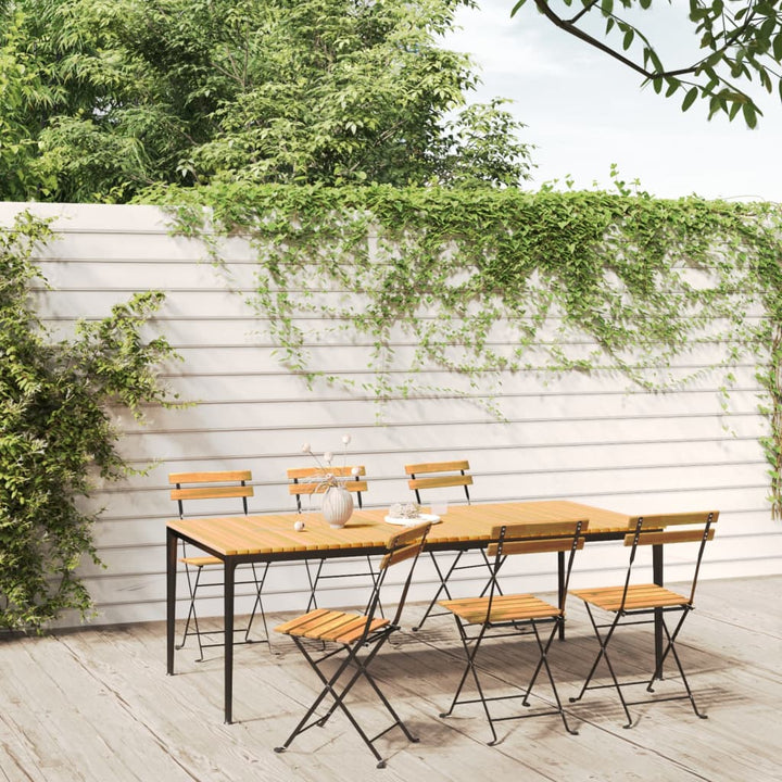 Hopfällbara Caféstolar 6 St Massiv Teak Och Stål