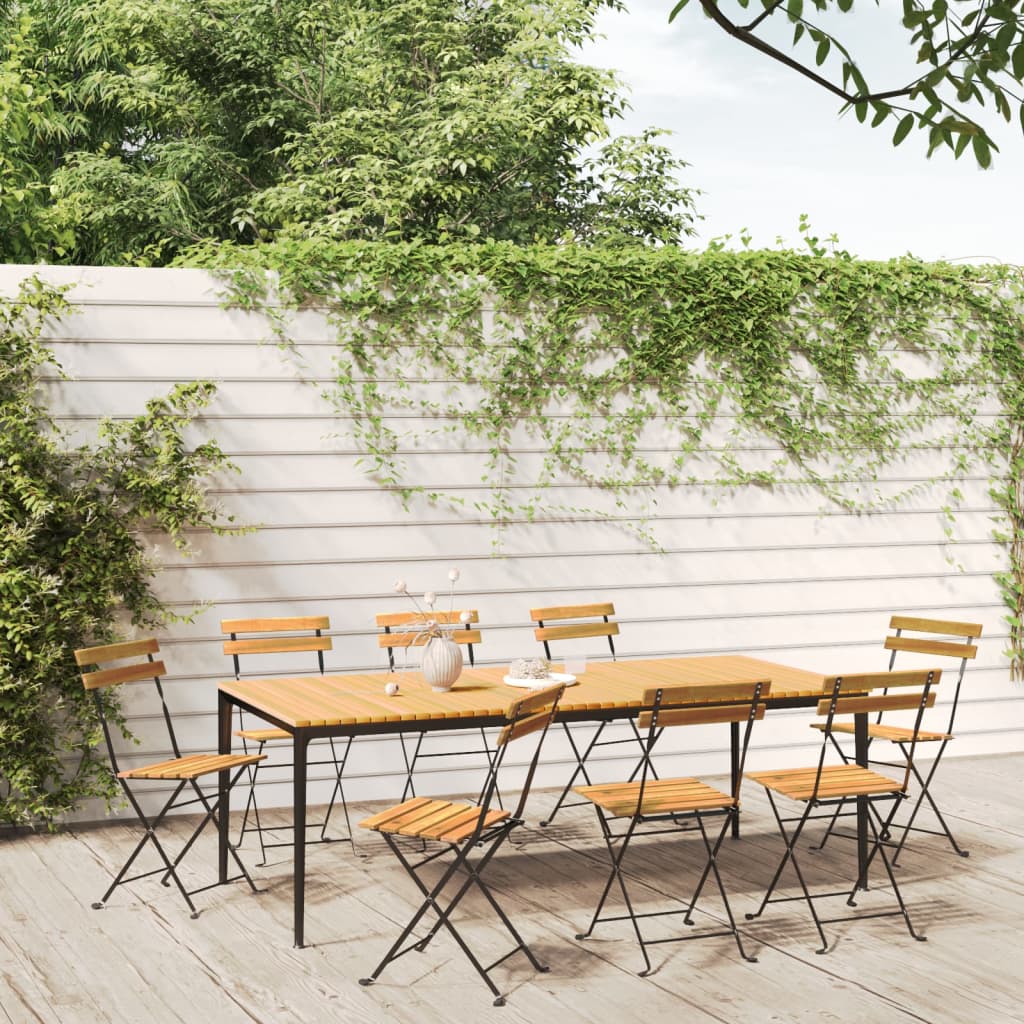 Hopfällbara Caféstolar 6 St Massiv Teak Och Stål