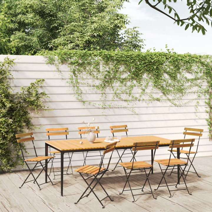 Hopfällbara Caféstolar 6 St Massiv Teak Och Stål